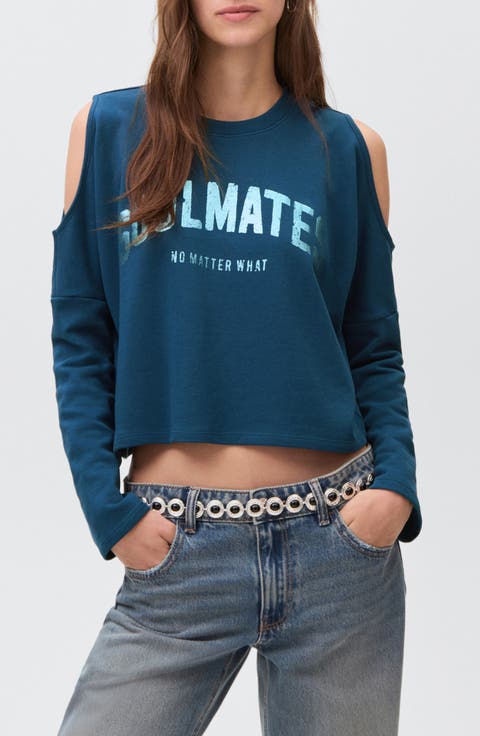 Cold Shoulder Crop Sweatshirt