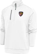 ANTIGUA Men's Antigua White Baltimore Ravens Team Logo Throwback Generation Quarter-Zip Pullover Top