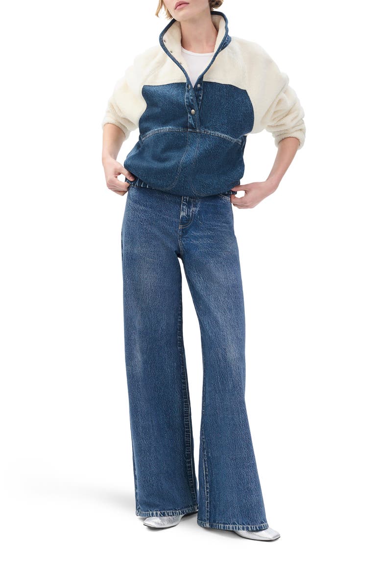 rb Miramar Sofie High Waist Ankle Wide Leg Terry Sweatpant Jeans, Alternate, color, ALMDA