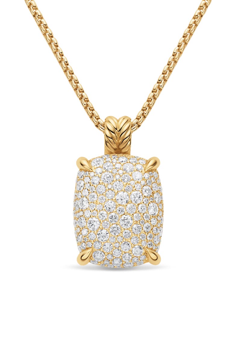 Chatelaine Elongated Pendant Necklace in 18K Gold with Diamonds, Alternate, color, GOLD