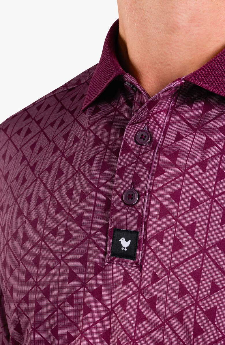 Bad Birdie Ridge Geo Pattern Performance Golf Polo, Alternate, color, Nightcap - Fig