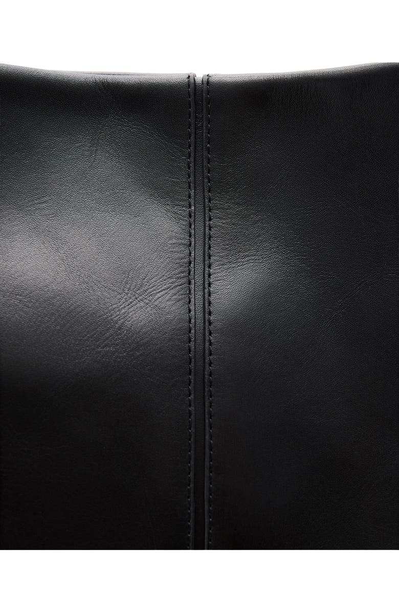 MANGO Large Leather Bucket Tote, Alternate, color, Black