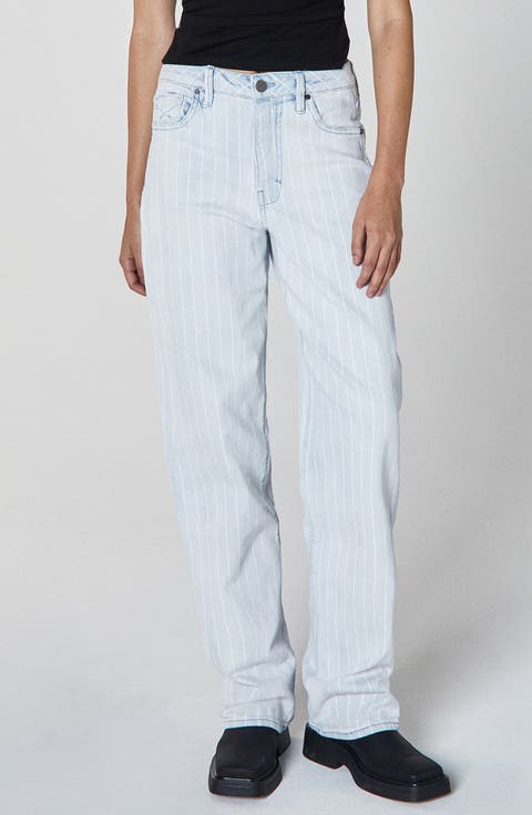 Rumi Stripe High Waist Wide Leg Jeans (Tigra)