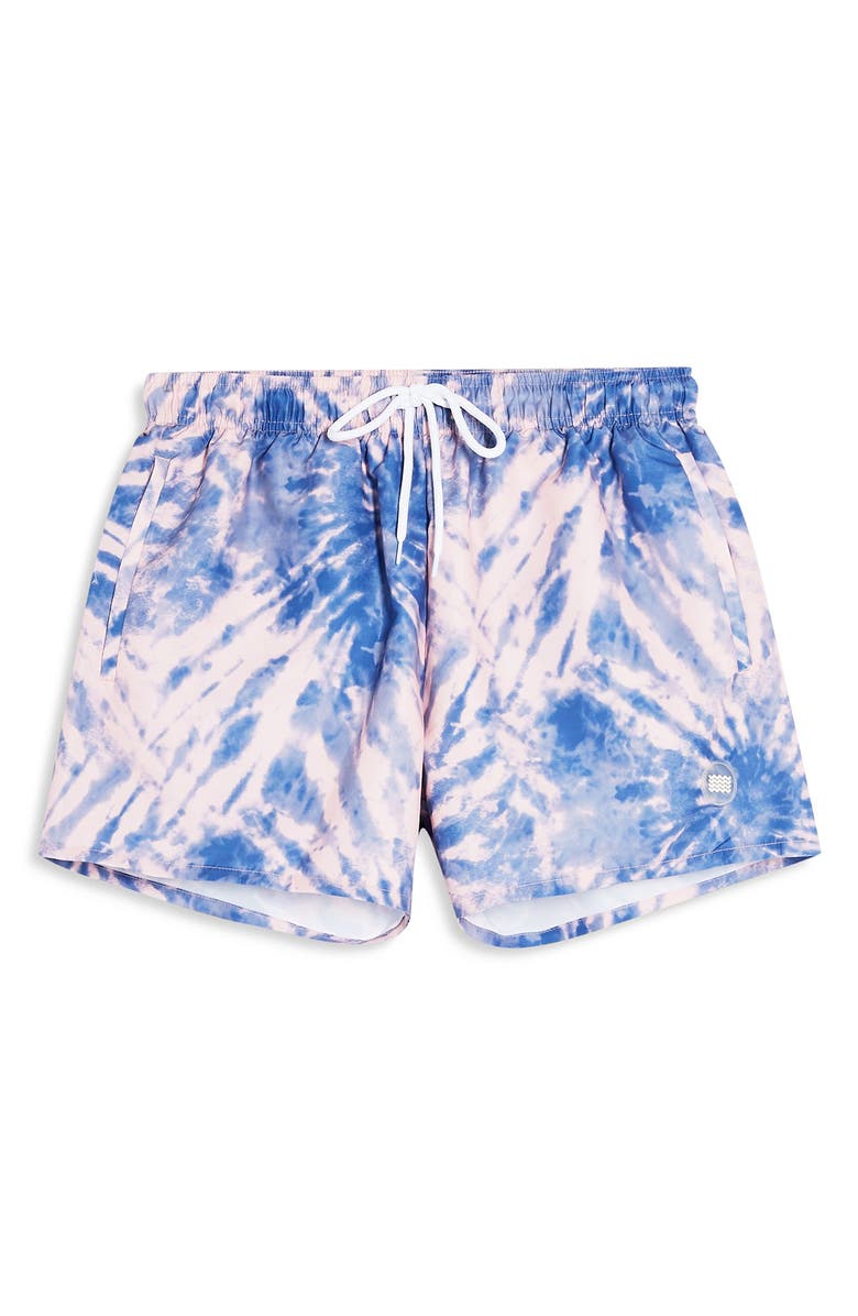 Topman Tie Dye Classic Fit Swim Shorts, Alternate, color,