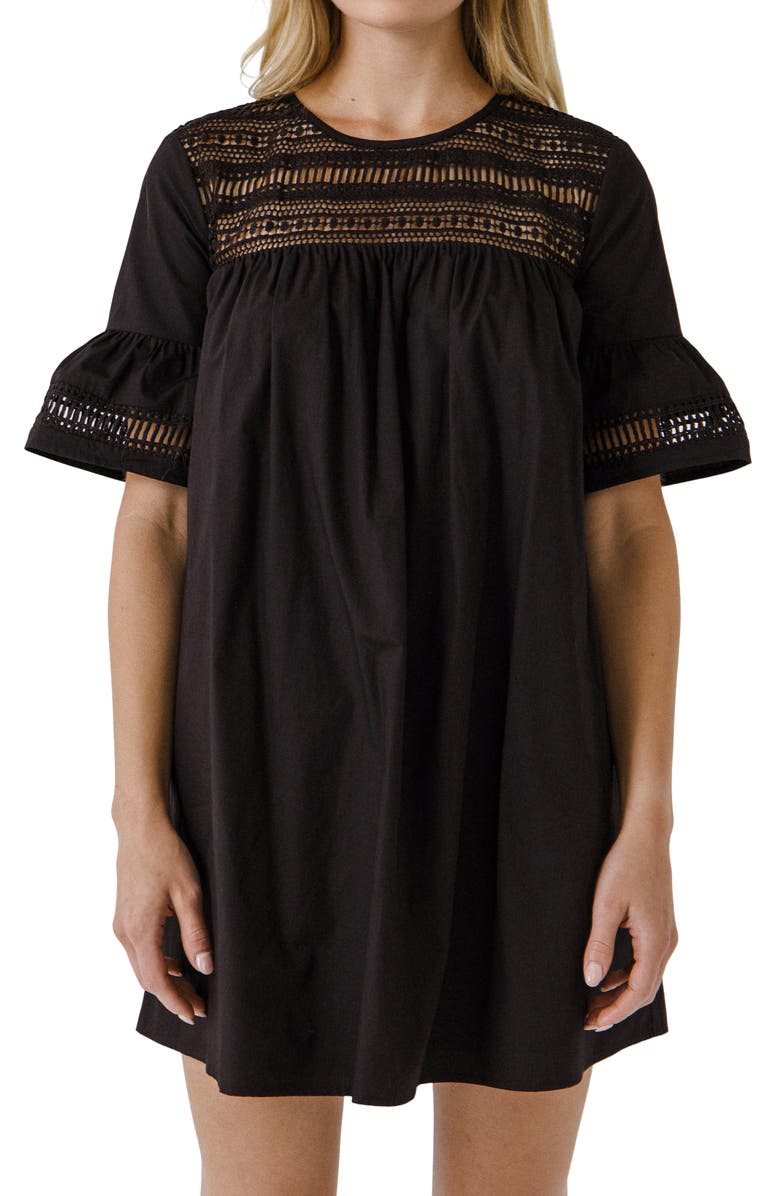 English Factory Lace Trim Shift Dress, Alternate, color,