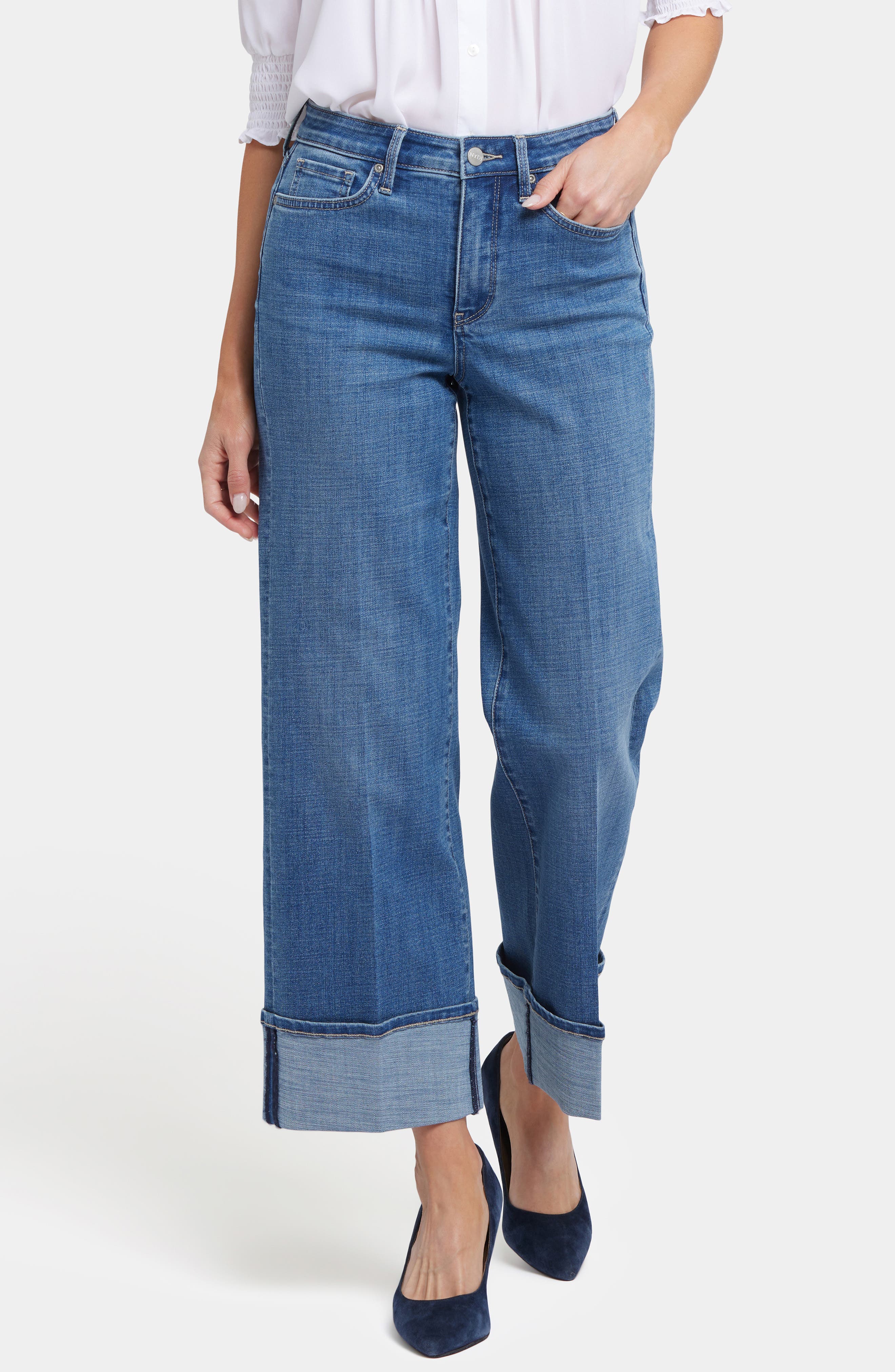 NYDJ Teresa Deep Cuff Wide Leg Jeans