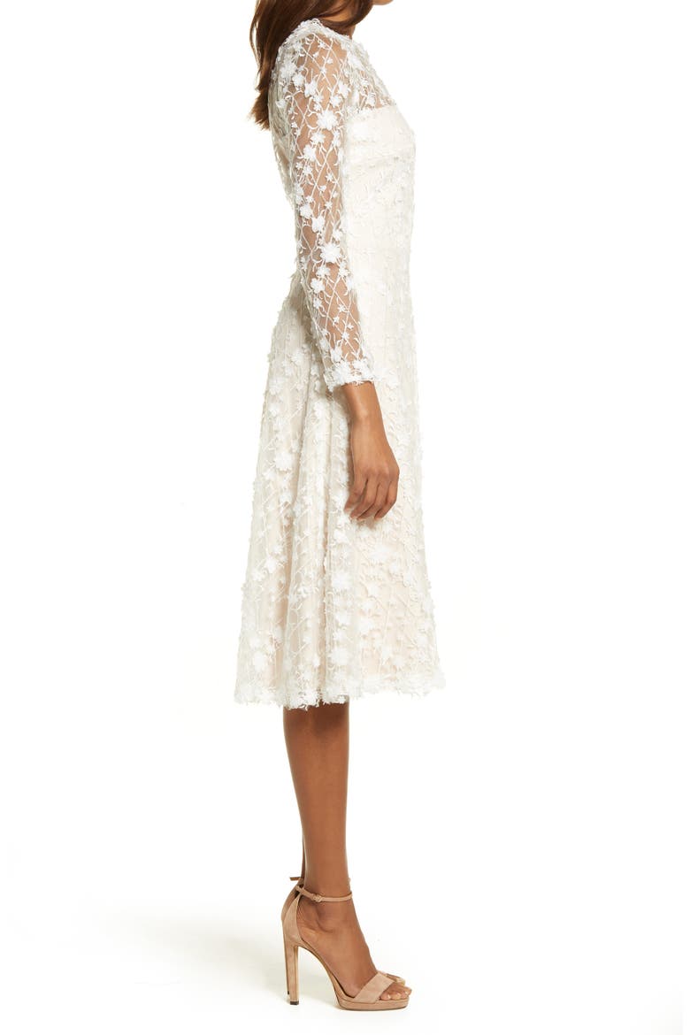 Long Sleeve Lace Cocktail Dress, Alternate, color, IVORY/ PETAL