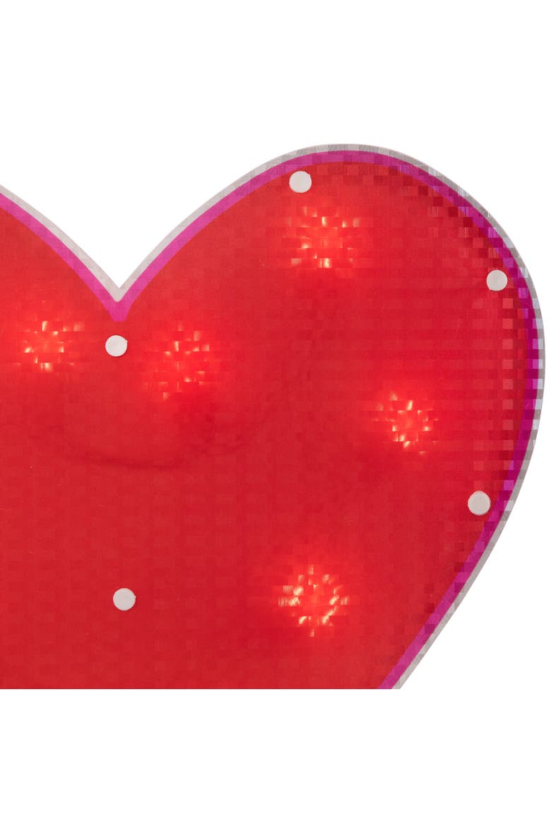 12" Lighted Shimmering Red Heart Valentine's Day Window Silhouette, Alternate, color, Red