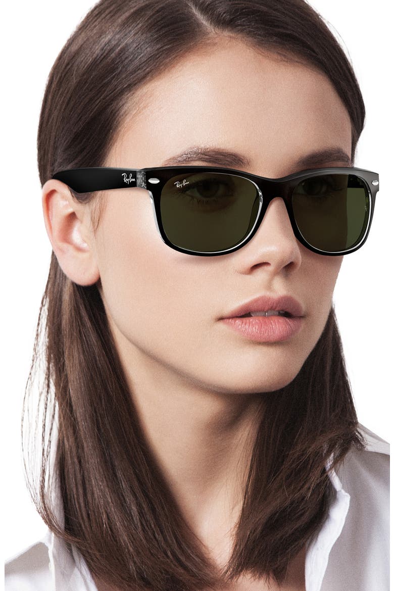 Wayfarer 58mm Rectangular Sunglasses, Alternate, color, BLACK/ CRYSTAL