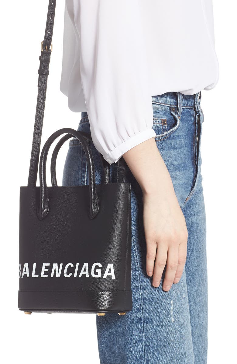 Balenciaga Ville Logo Leather Tote, Alternate, color,