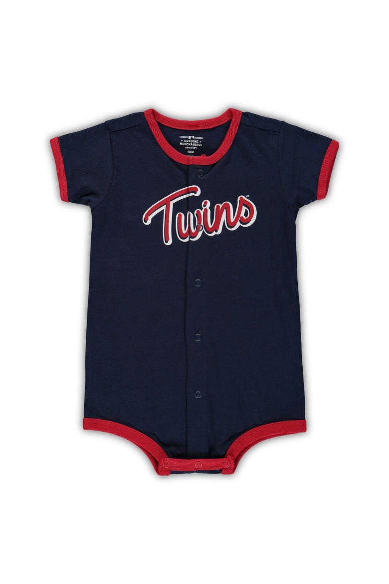 Infant Navy Minnesota Twins Power Hitter Romper, Main, color, Navy