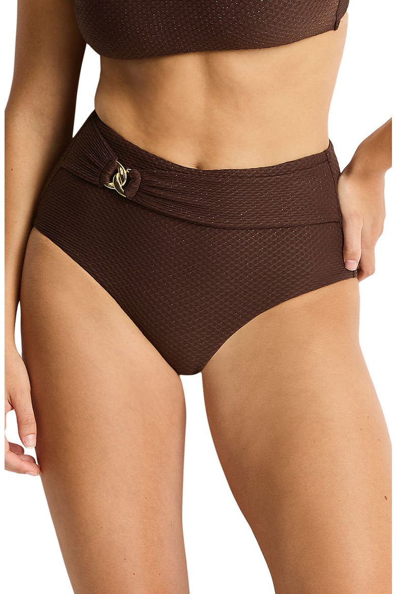 Luminara High Waist Bikini Bottoms, Main, color, COCOA