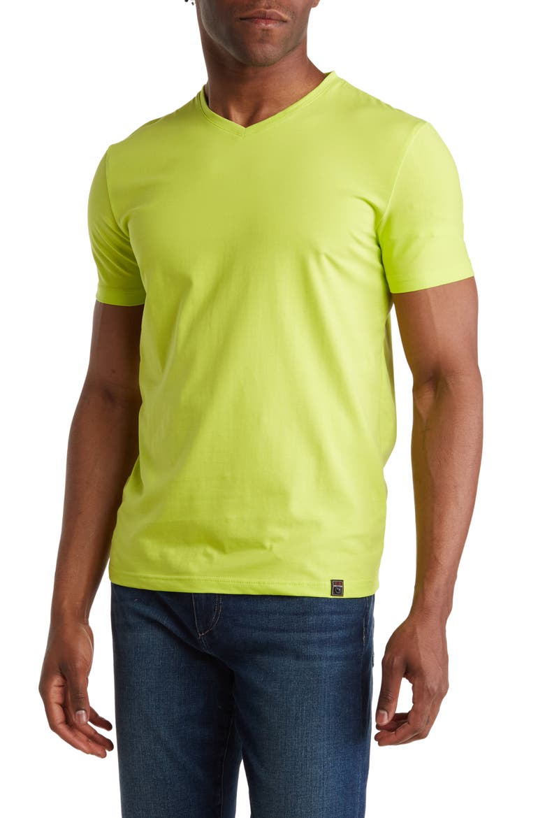 Solid V-Neck T-Shirt, Main, color, NEON YELLOW