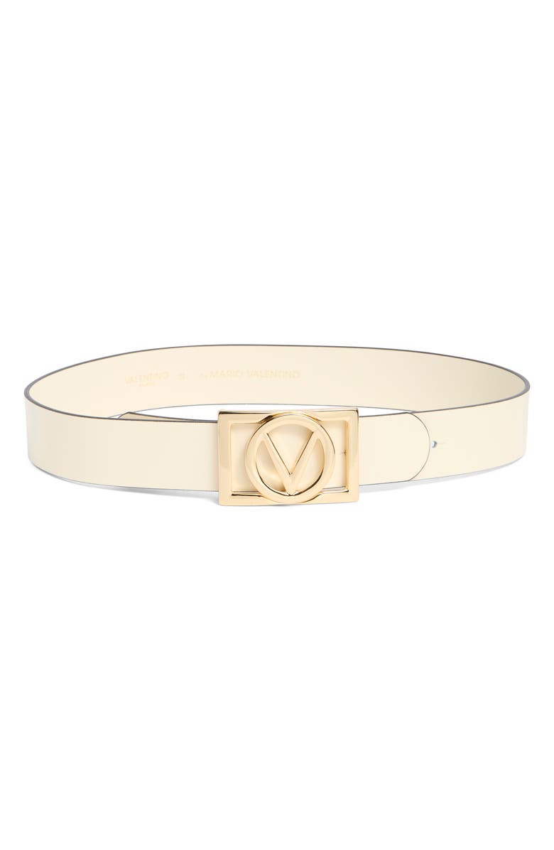 VALENTINO BY MARIO VALENTINO Dolly Logo Buckle Leather Belt, Main, color, Milk