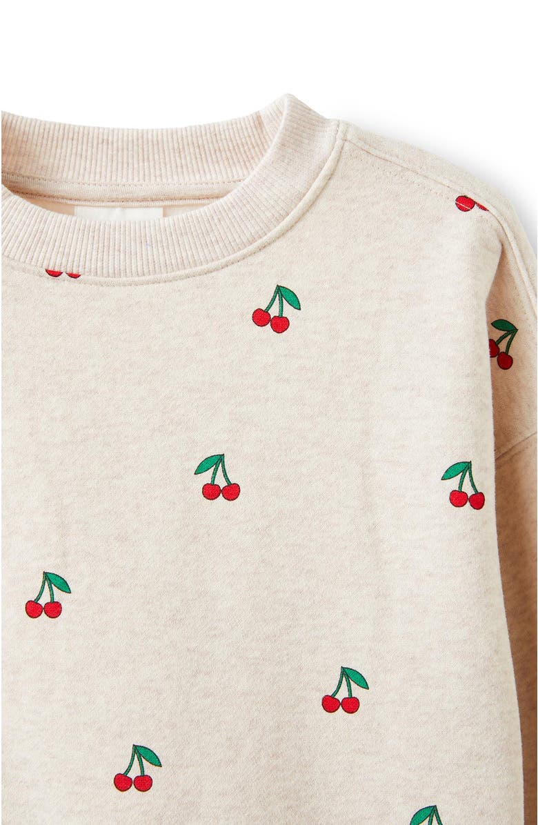 Cotton On Kids Kid's Sammy Oversized Crew, Alternate, color, Oatmeal Marle Cherries