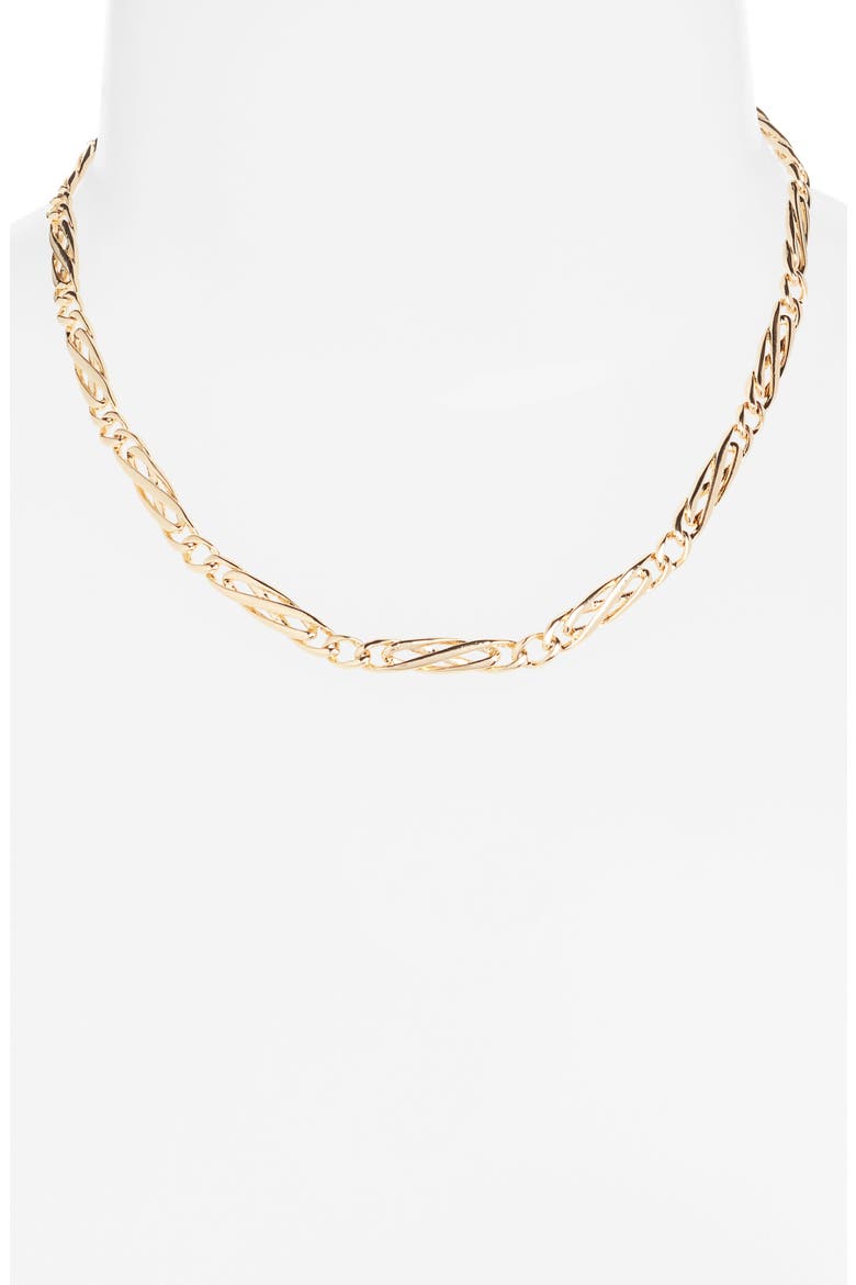 Demi Fine Fancy Figaro Chain Necklace, Alternate, color, 14K GOLD PLATED