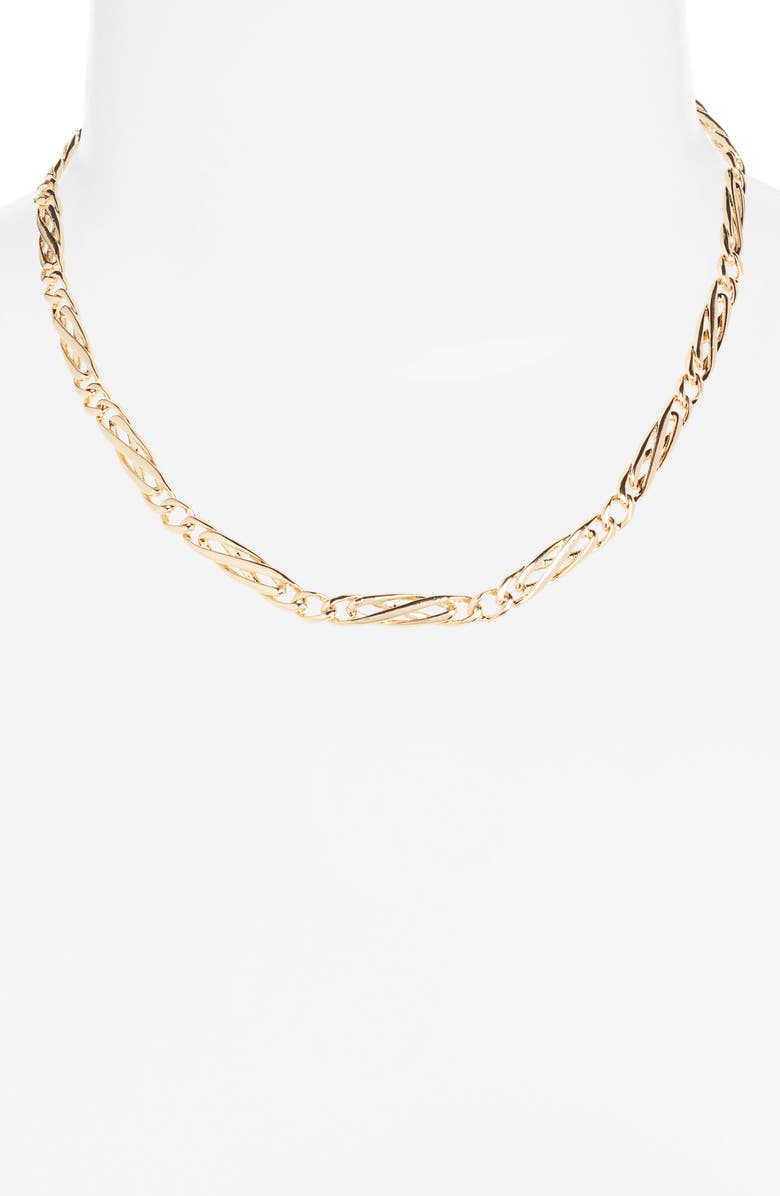 Nordstrom Demi Fine Fancy Figaro Chain Necklace, Alternate, color, 14K Gold Plated
