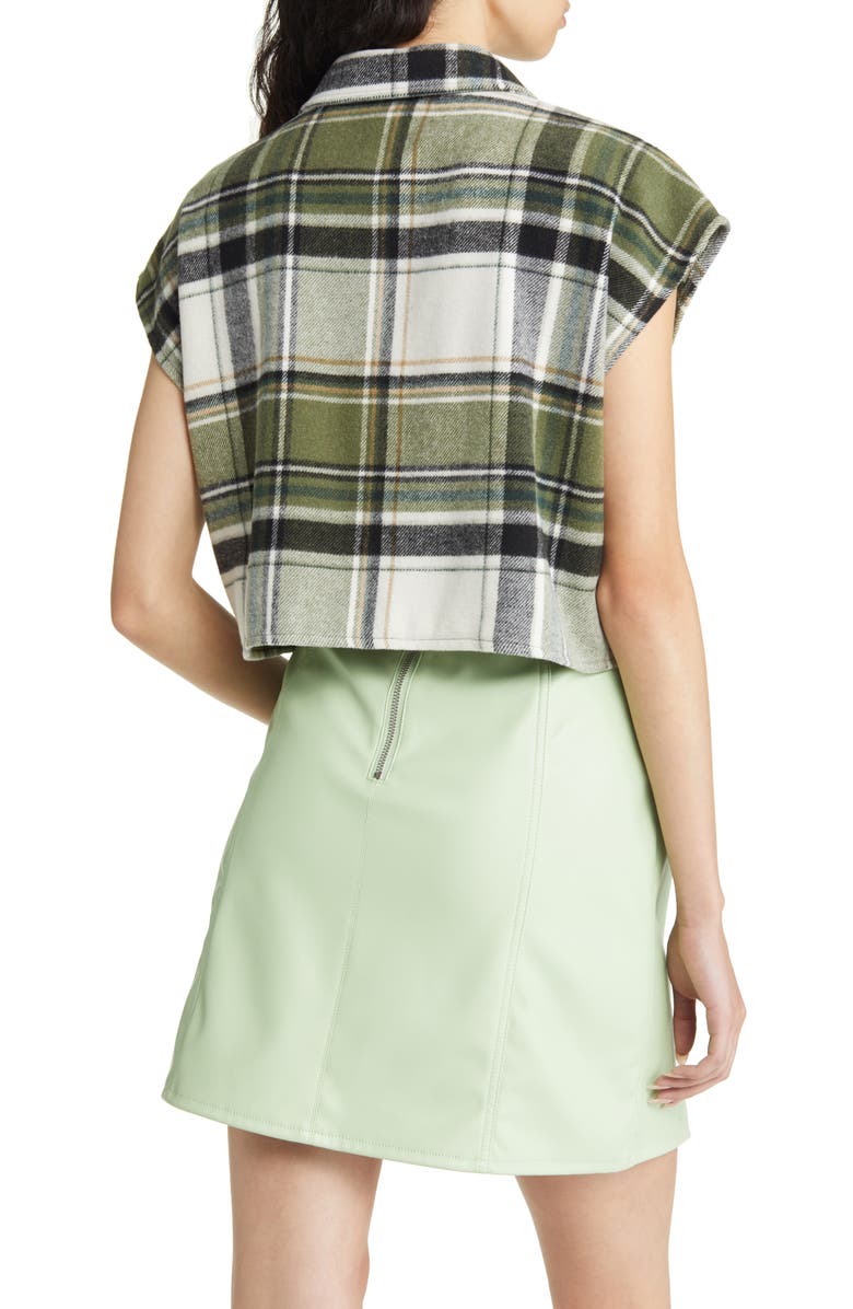 Noisy may Flanny Sleeveless Crop Flannel Shirt, Alternate, color, 