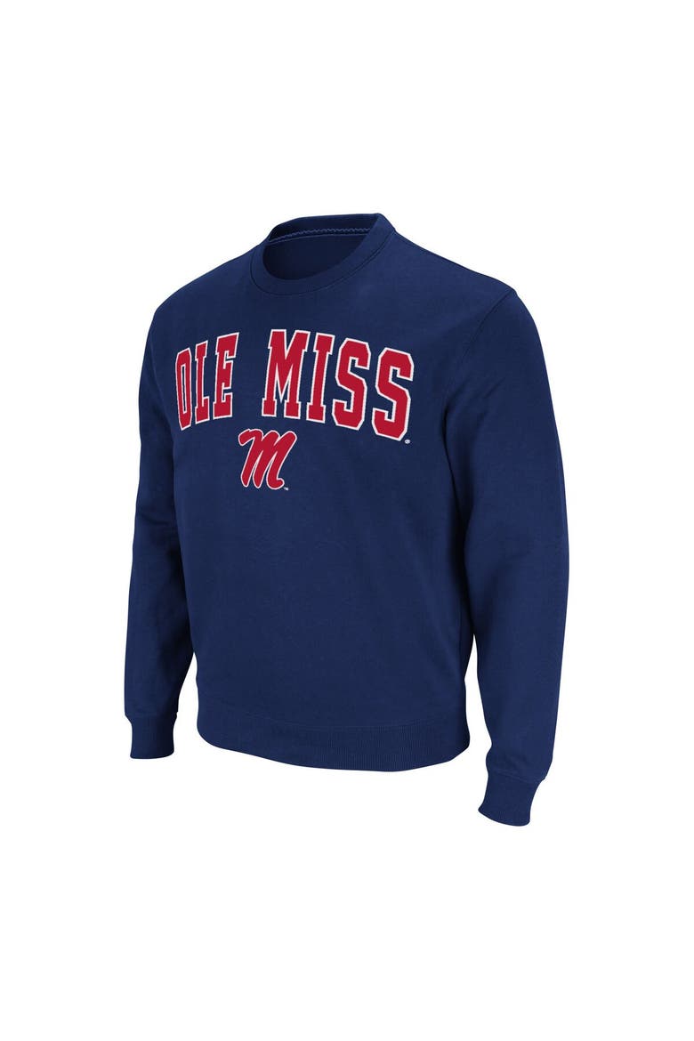 Men's Colosseum Navy Ole Miss Rebels Arch & Logo Pullover Sweatshirt, Alternate, color, Navy