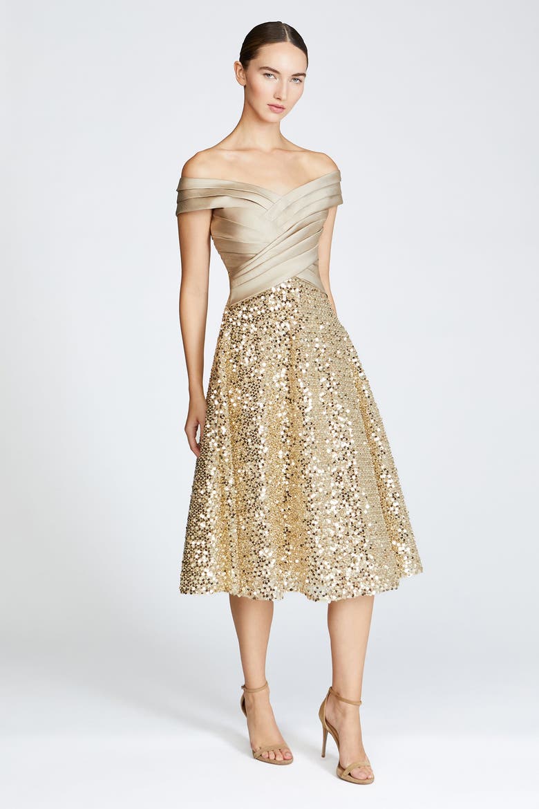 Brandy Sequin Cocktail Dress, Alternate, color, Champagne