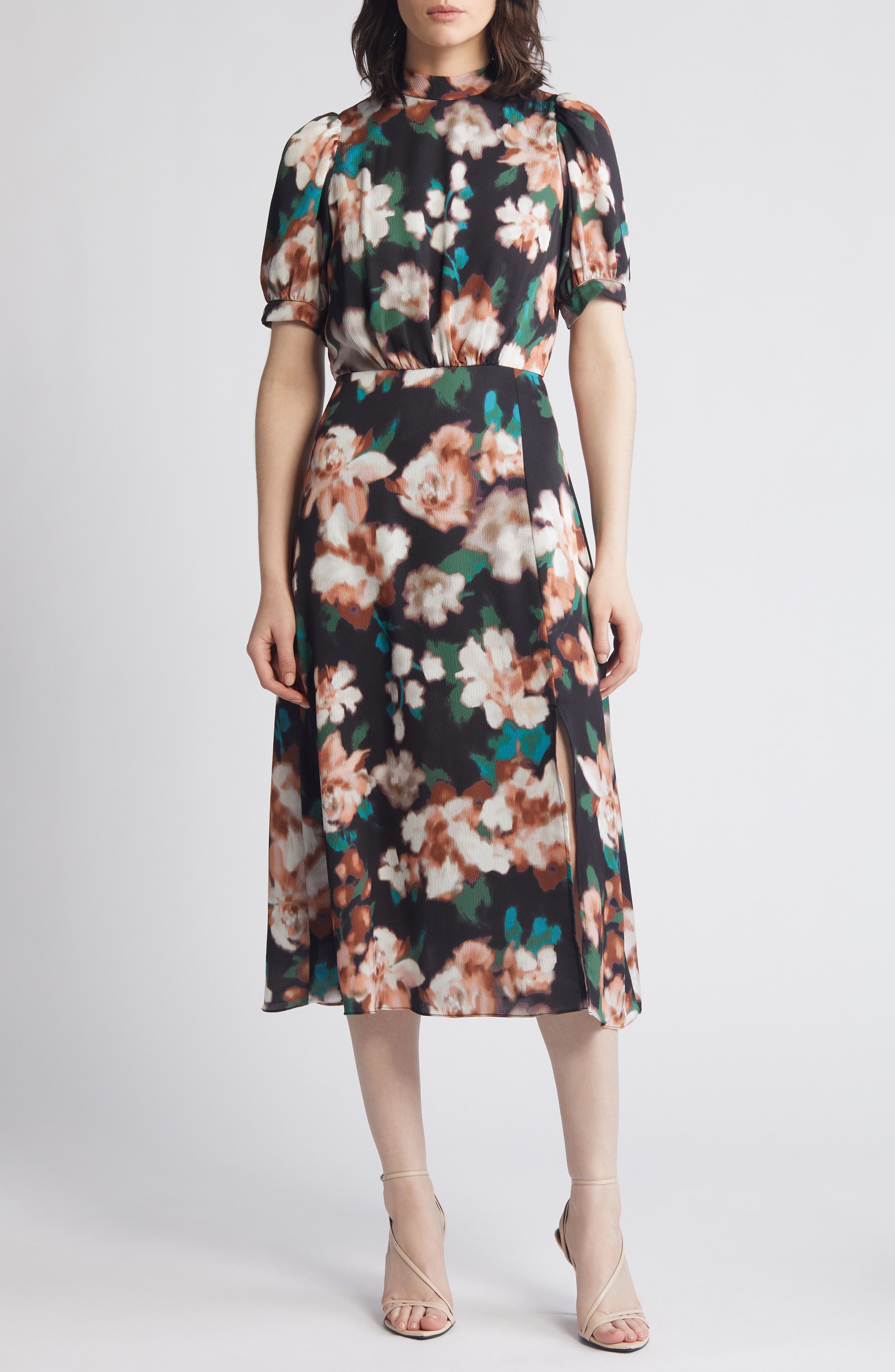 Julia Jordan Floral Print Mock Neck Dress