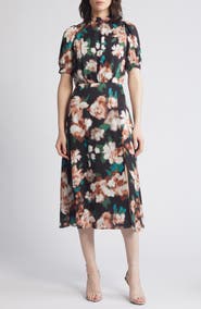 Julia Jordan Floral Print Mock Neck Dress