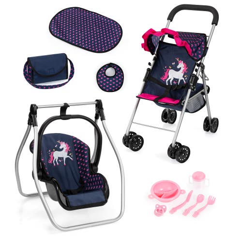 Bayer Design 11Piece Stroller Set Swing, Bag, Mat & Accessories For Dolls in Multicolored  product