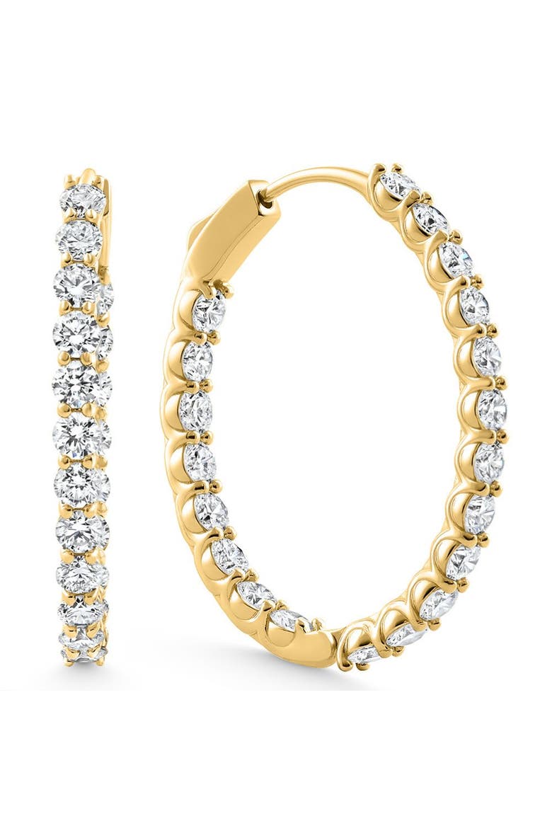 4Ct Diamond Hoops 14k Gold Women's Lab Grown Earrings 30mm Tall, Main, color, 14k Yellow Gold