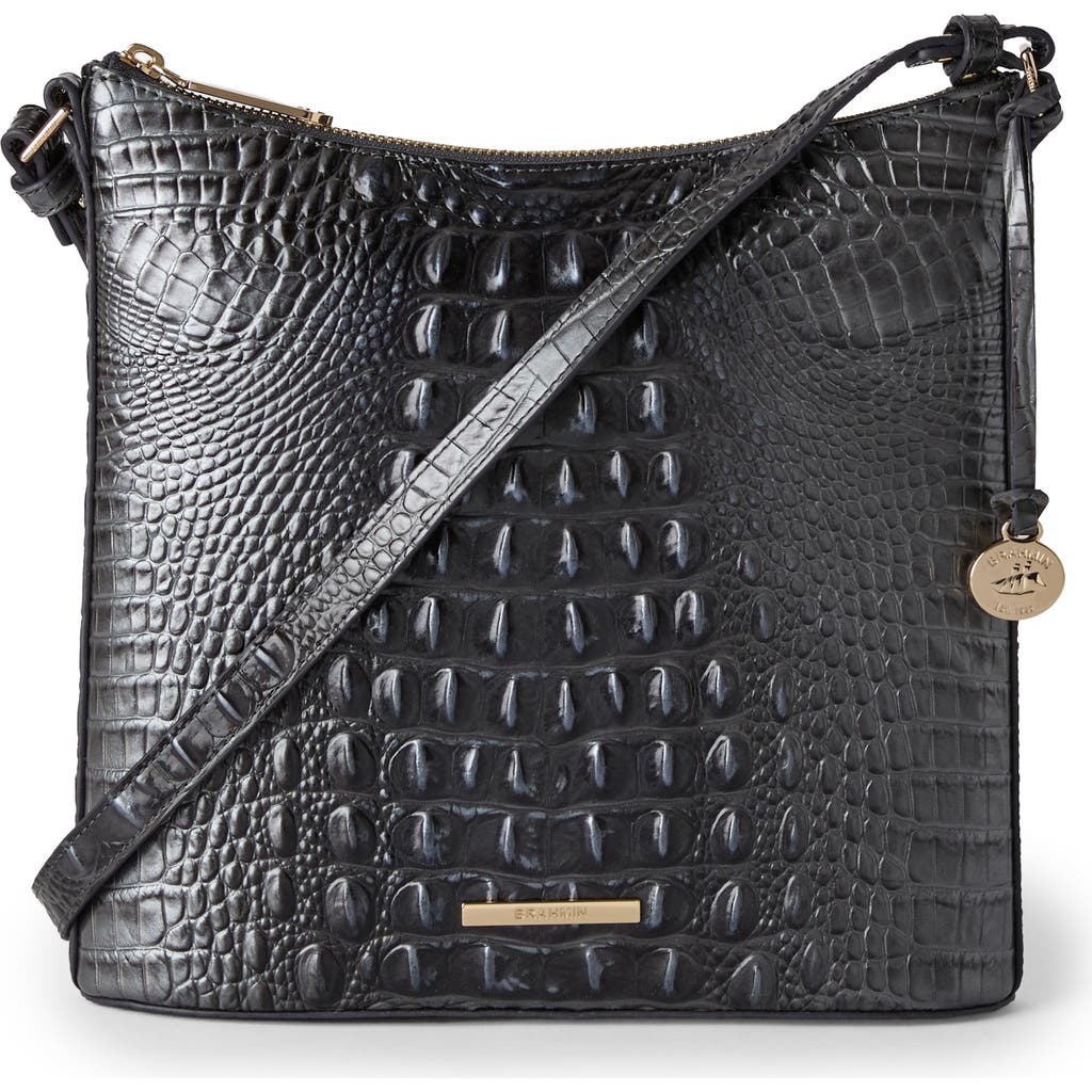 Brahmin Katie Croc Embossed Leather Crossbody Bag In Black