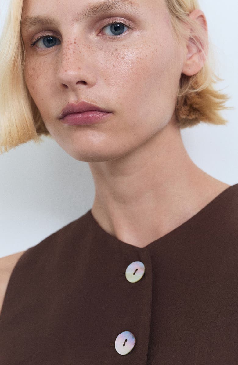 MANGO Suit Waistcoat with Buttons, Alternate, color, Brown