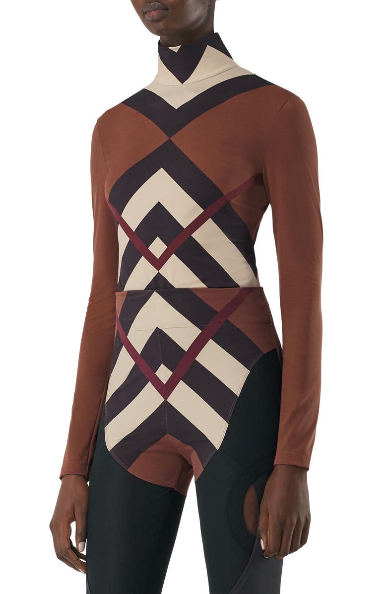 Burberry Emery Kissing Check Turtleneck Top, Alternate, color,