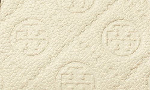Tory Burch Mini T Monogram Leather Barrel Bag In White