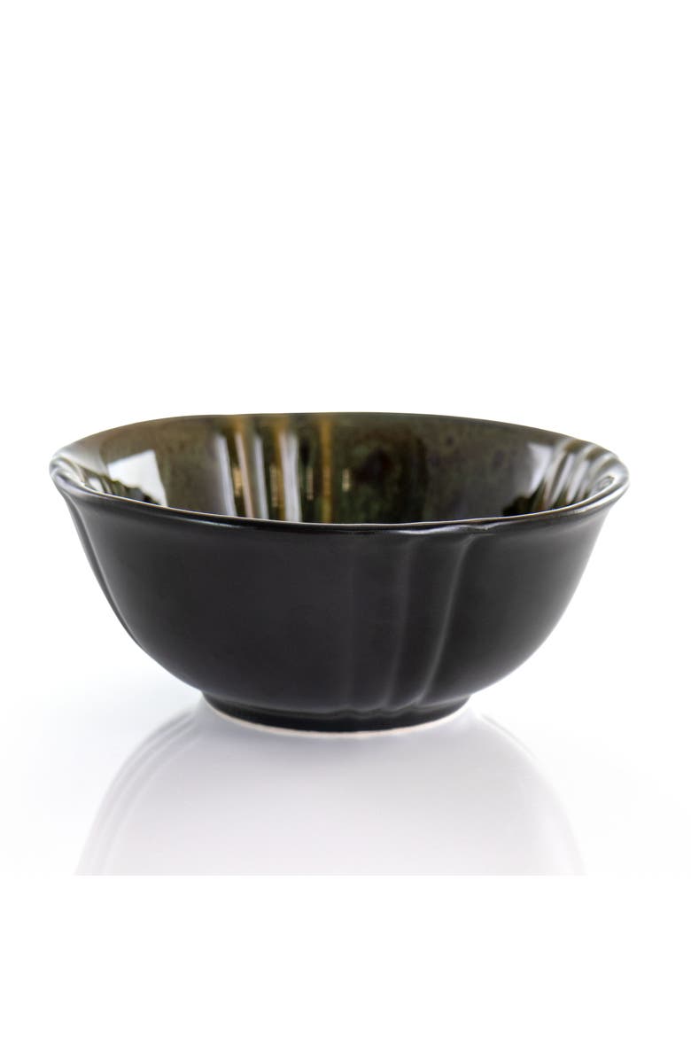 Elama Jade Waves 16 Piece Stoneware Dinnerware Set, Alternate, color, Green