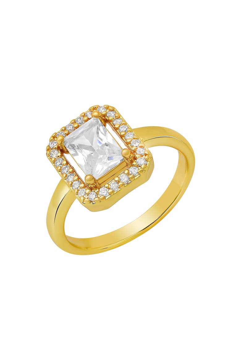 Cushioned Cut Simulated Diamond Pavé Ring, Main, color, GOLD