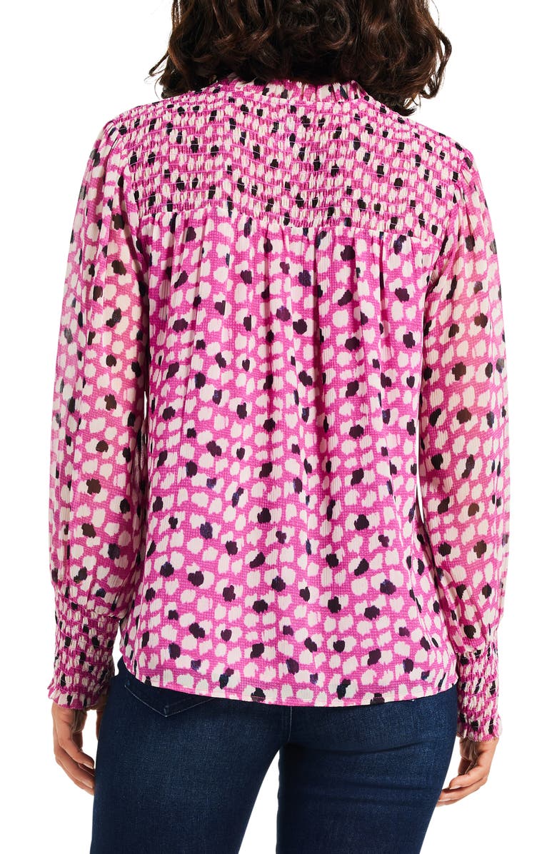 NIC+ZOE Vivid Dot Tie Neck Top, Alternate, color, Pink Multi