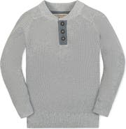 Hope & Henry Kids' Organic Long Sleeve Henley Pullover Sweater with Elbow Patches