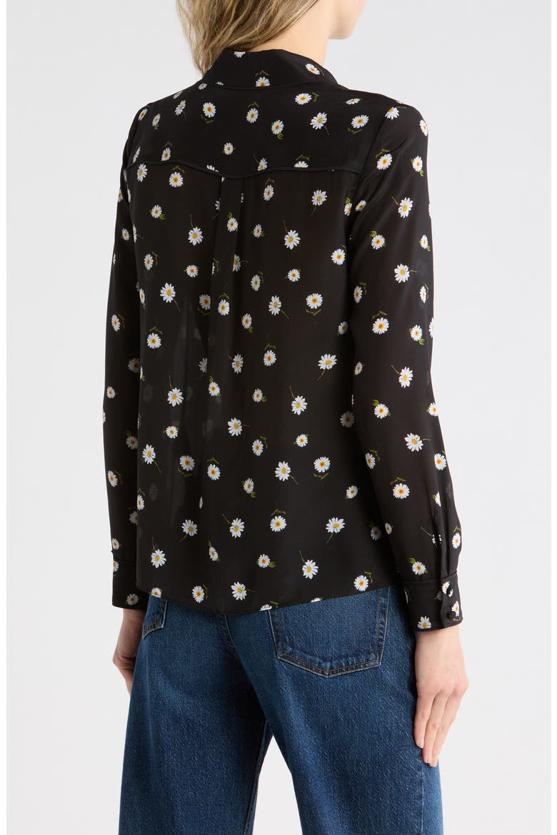 Willa Floral Long Sleeve Silk Button-Up Shirt, Alternate, color, TOSSED DAISY BLACK