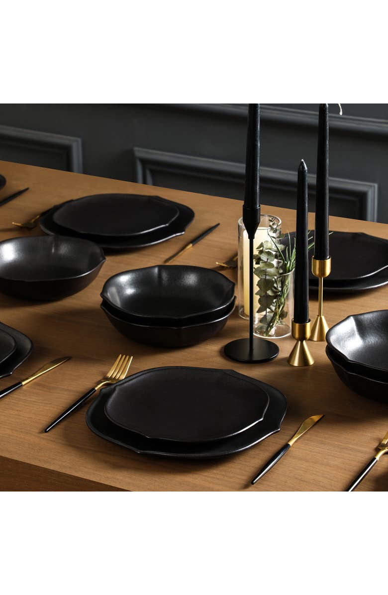 Stone Lain Baskerville Stoneware 12-Piece Dinnerware Set, Alternate, color, Black