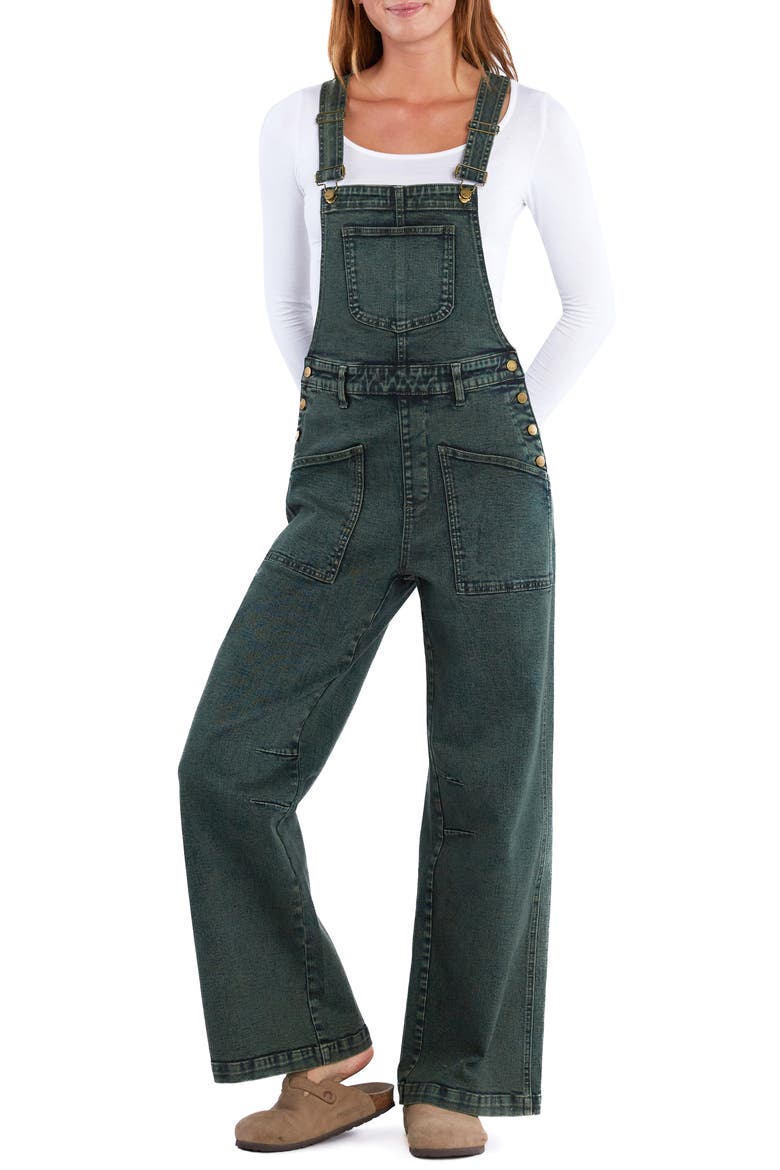 Harriet Denim Overalls, Main, color, HERB GREEN