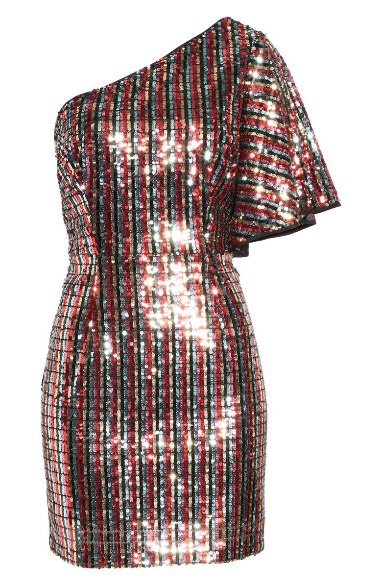 Milly One Shoulder Sequin Dress, Alternate, color, 