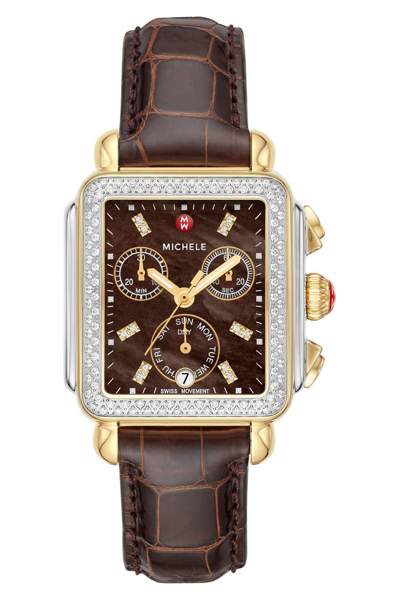 18mm Alligator Watch Strap, Alternate, color, CHOCOLATE