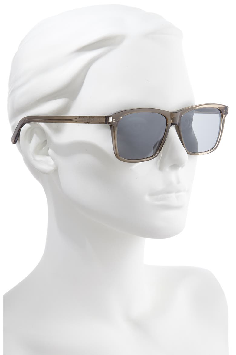 57mm Rectangle Sunglasses, Alternate, color, DARK MUD/ SILVER