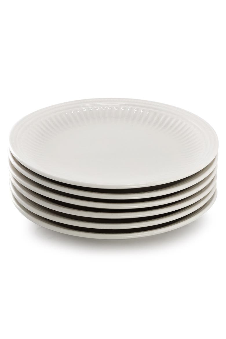 6 Piece Stoneware Salad Plate Set, Alternate, color, White