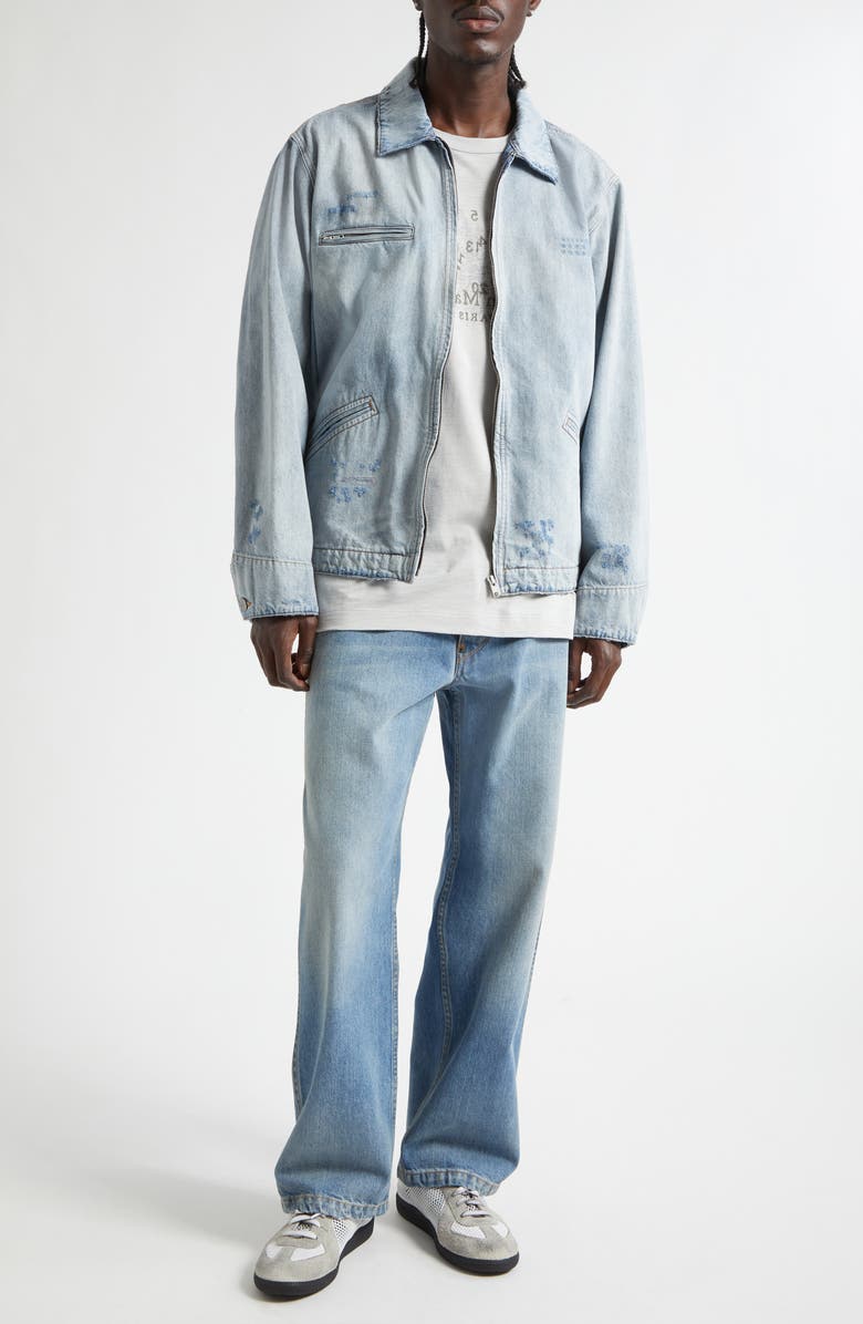 Maison Margiela Fray Hem Straight Leg Crop Jeans, Alternate, color, Washed Blue