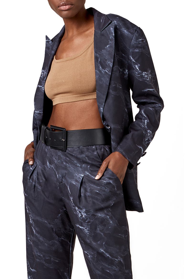 Jessica Marbled Boyfriend Blazer, Alternate, color, BLACK