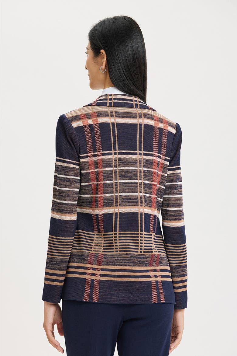Faux Doubled Breast Plaid Knit Blazer, Alternate, color, Indigo/Warm Taupe/Sienna/Ivory