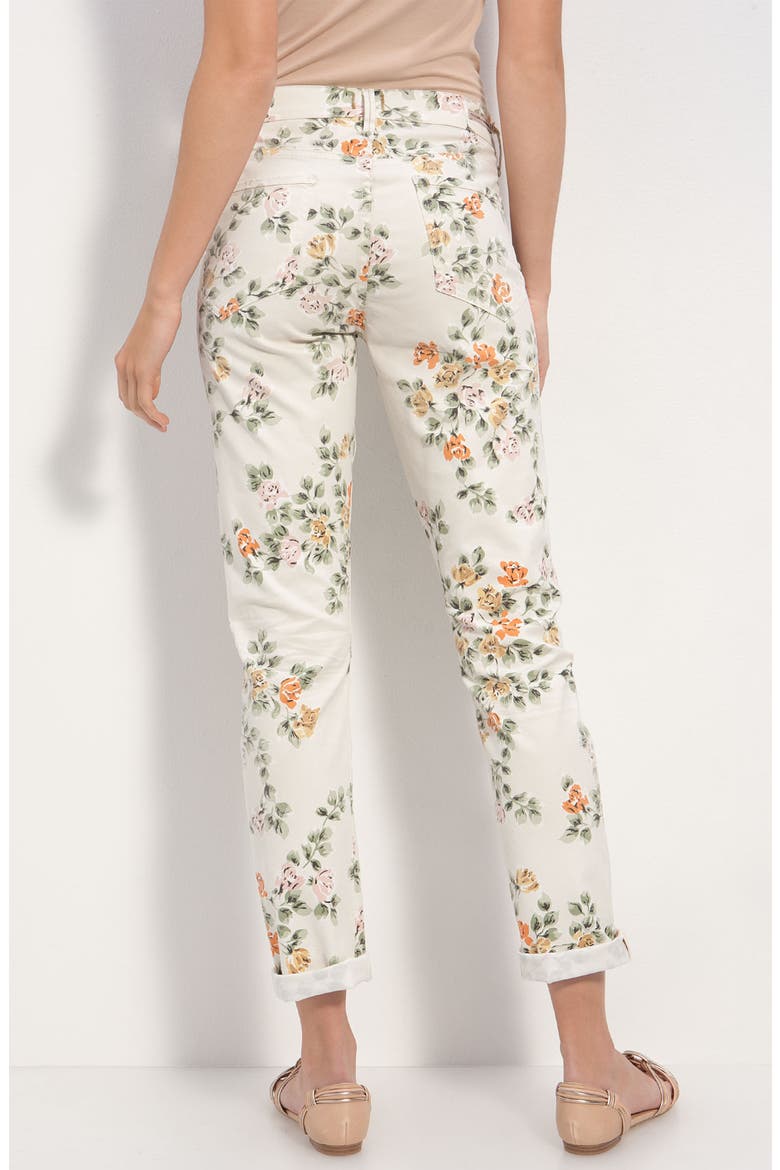 'Mandy' High Waist Slim Leg Floral Print Jeans, Main, color, NATURAL PETITE ROSE