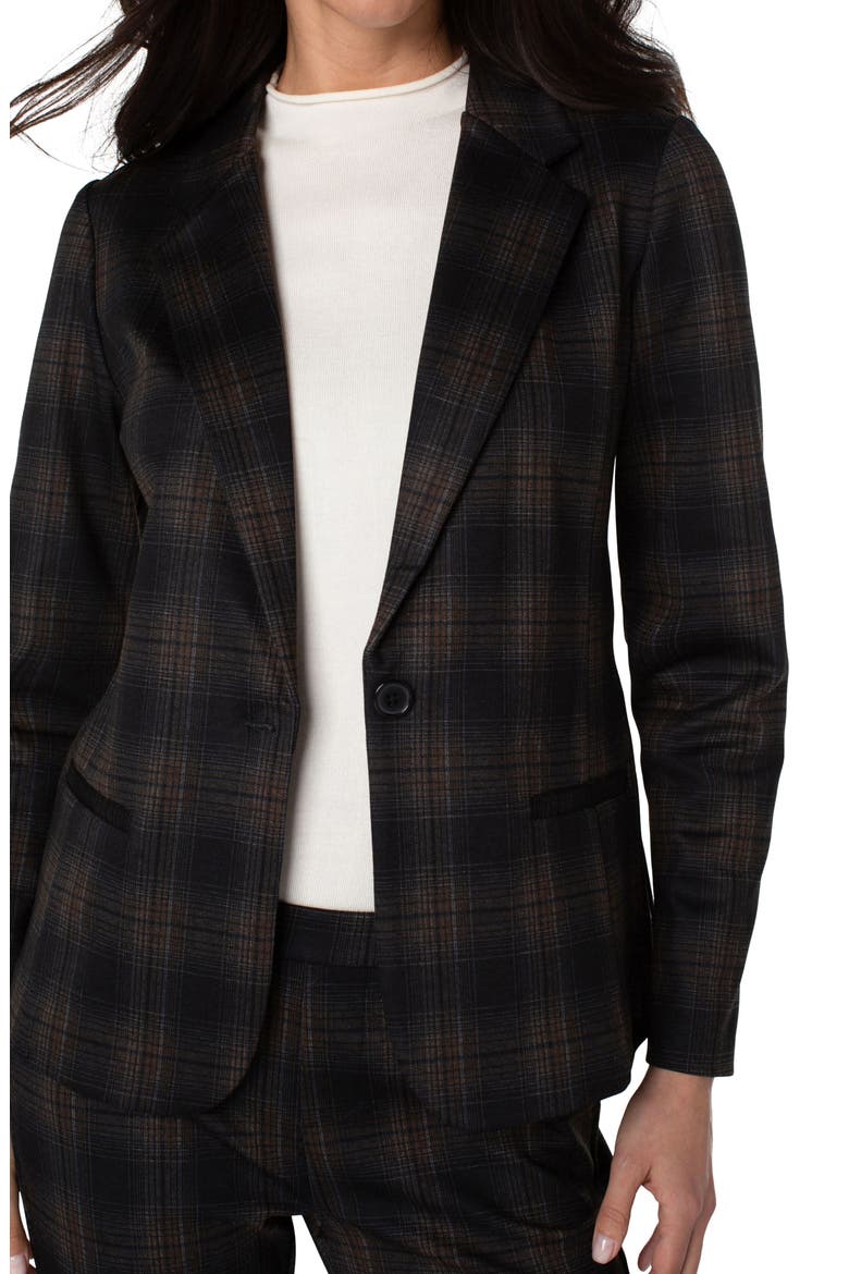 Plaid Fitted Blazer, Alternate, color, COFFEE BEAN