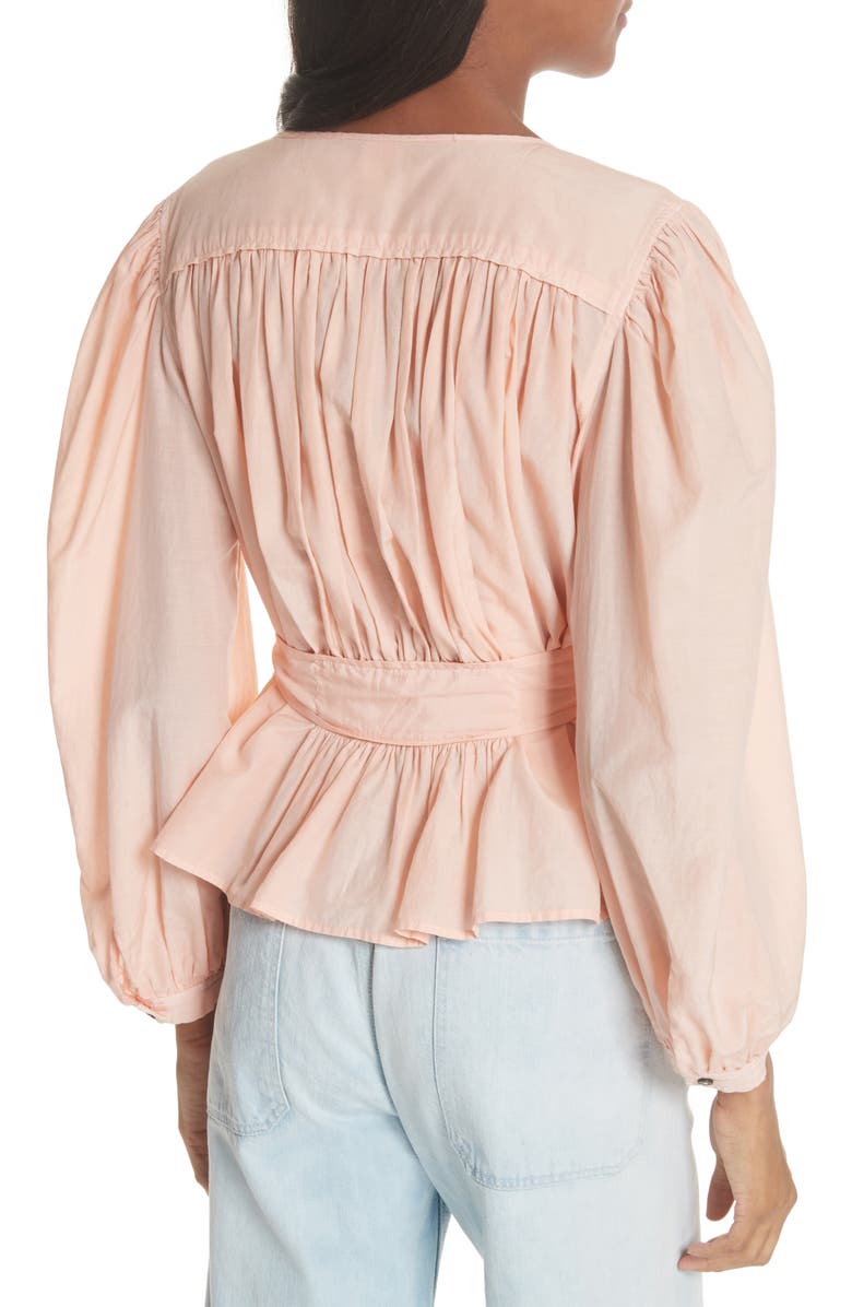 La Vie Rebecca Taylor Belted Cotton & Silk Top, Alternate, color, 