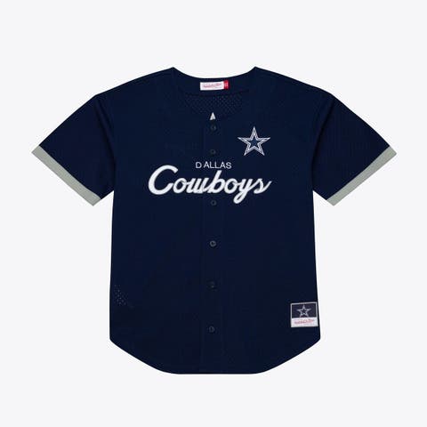 Men's Mitchell & Ness Navy Dallas Cowboys Head Coach Mesh Full-Button Fashion Jersey